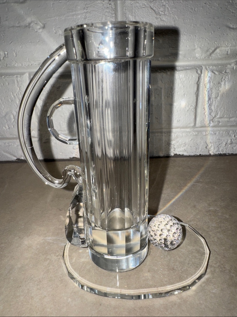 Shannon Crystal Golf Bag and Ball pencil holder or bud vase 5.25” tall Ireland